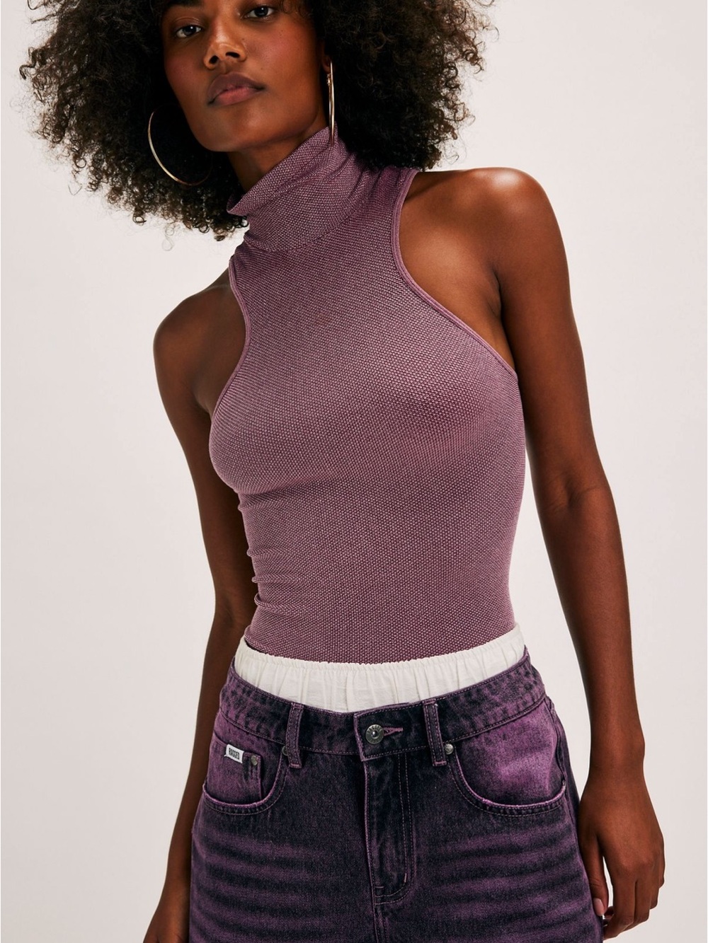Free People Ribbed Mock Neck Tank Top - Red see photos size XS/S